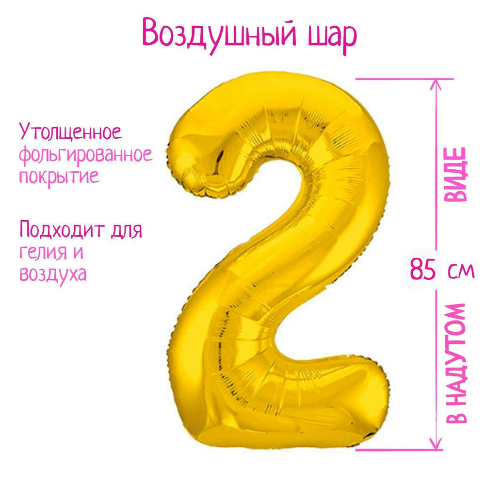 Шар фольгированный 40" «Цифра 2»