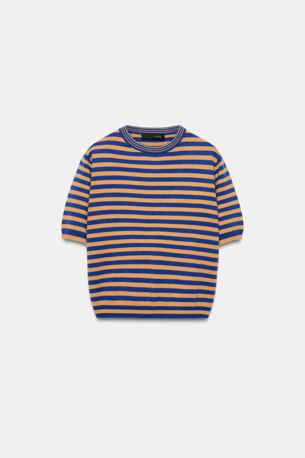 ШЕРСТЯНОЙ СВИТЕР В ПОЛОСКУ С КОРОТКИМИ РУКАВАМИ — ZARA