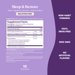 Natrol, Sleep & Restore, успокаивающая смесь для напитков, без мелатонина, лимон и ромашка, 10 пакетиков по 2,6 г (0,09 унции)