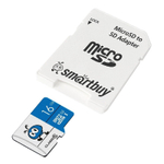micro SDHC карта памяти Smartbuy 016GB UHS-I BLUE (с адаптером SD)