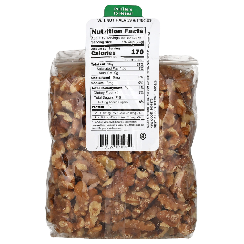 Bergin Fruit and Nut Company, Грецкий орех половинками и кусочками, 312 г (11 унций)