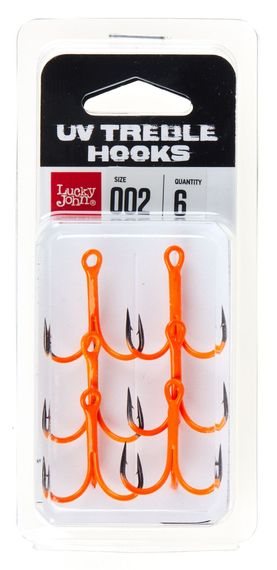 Крючки-тройники Lucky John Orange UV LJH201 разм.002 6 шт.