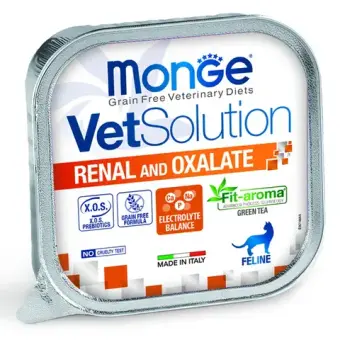 Влажный корм диетический Monge VetSolution Cat Renal and Oxalate Ренал и Оксалат для кошек при ХПН и профилактике образования оксалатов 100 г - 24 шт