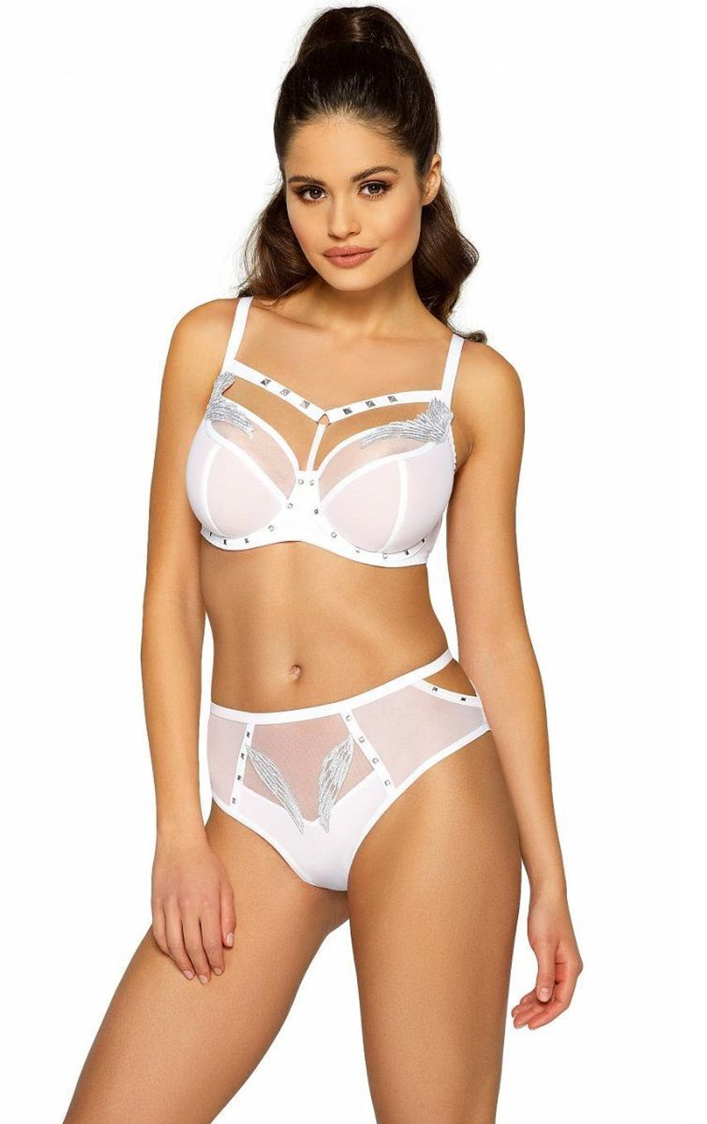 Бюстгальтер Starling с плотной чашкой и вышивкой люрексом в виде крылышек (Размер: 85J) (Цвет: белый)