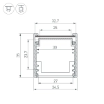 Профиль LINE-3535-BENT-SIDE-2000 ANOD (Arlight, Алюминий)