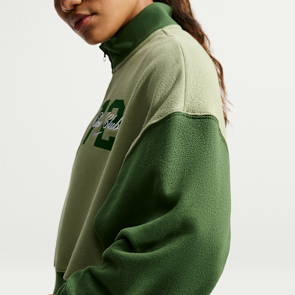 Nike Studio Fleece Medium Weight Укороченный женский топ свободного кроя с молнией до середины груди JF6669 - Nike