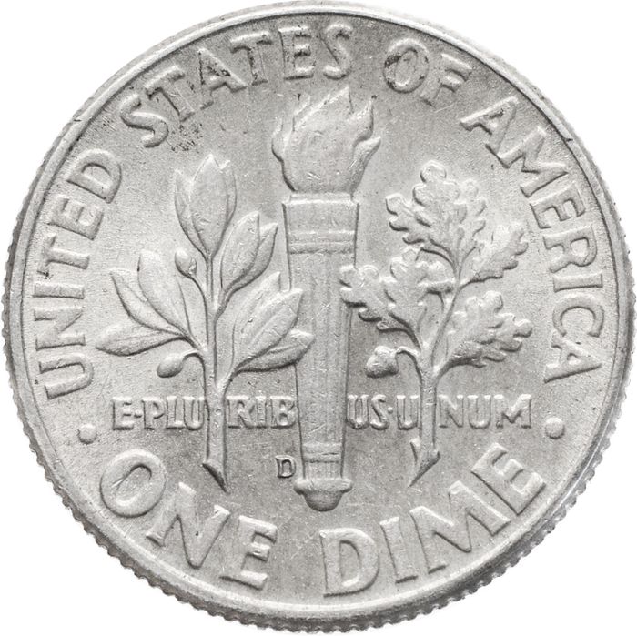 1 дайм (10 центов) 1964 D США "Silver Roosevelt Dime"
