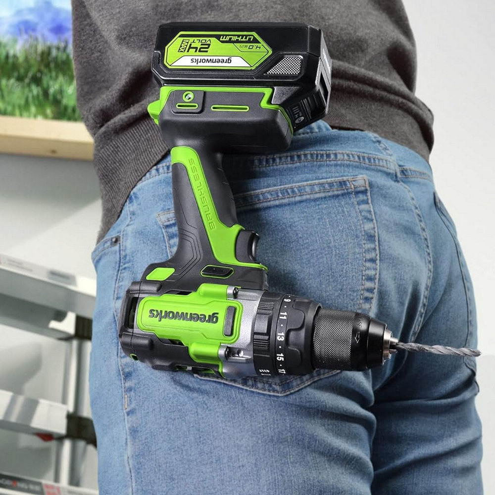 Дрель-шуруповерт ударная Greenworks GD24DD140, 24V,бесщеточная, 140Нм, anti-kickback,без АКБ и ЗУ, 3707607