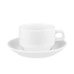 Чайная пара 130 мл белая d 6,9 см h5,2 см фарфор Stackable P.L. Proff Cuisine [4]