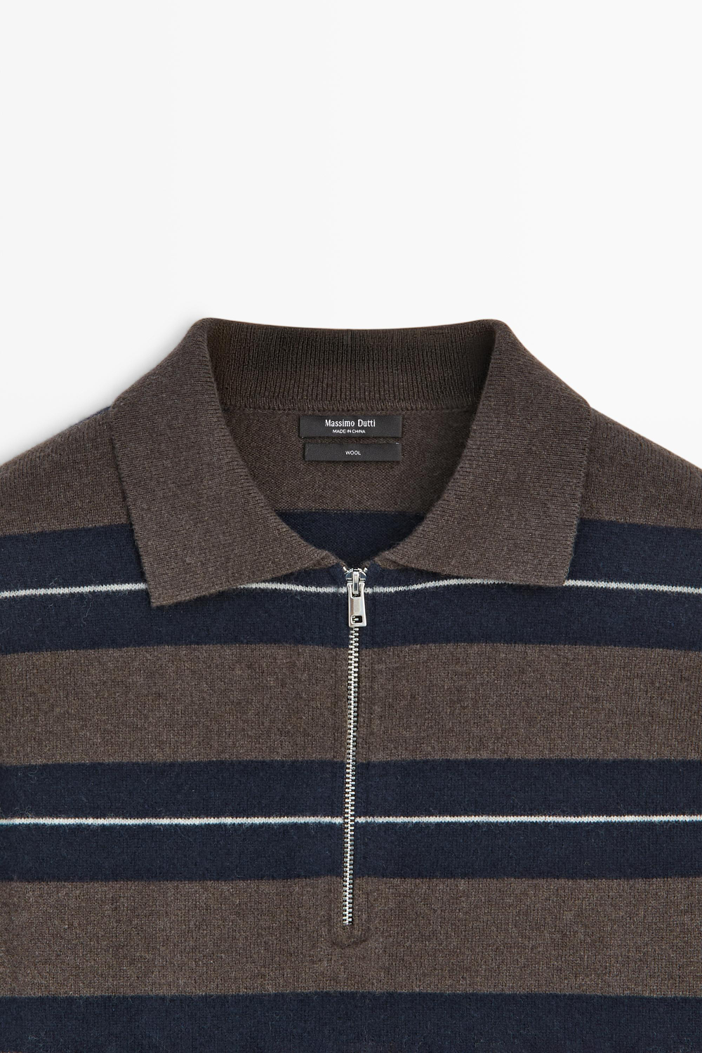 Massimo Dutti Свитер с воротником-поло, темно-синий