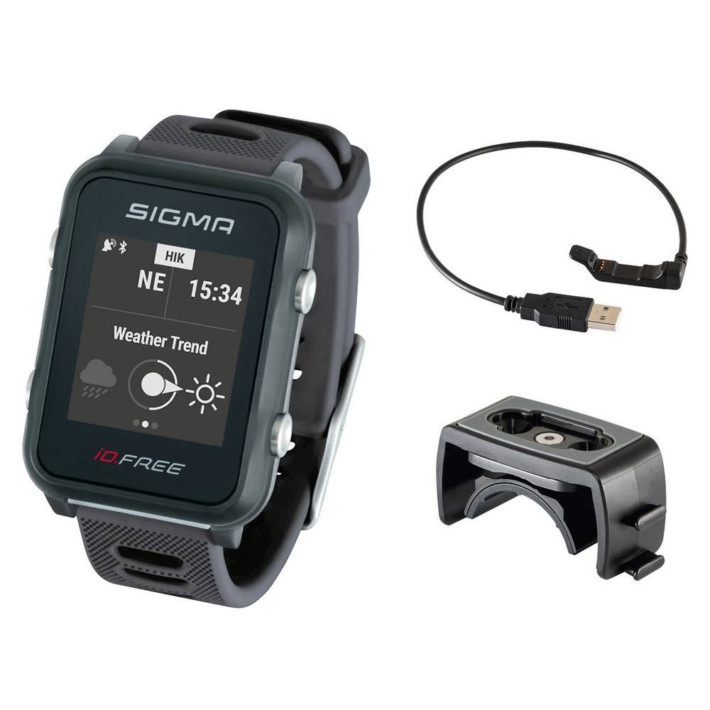 Мультиспортивные часы SIGMA ID.FREE GRAY 24100, черн./сер., часы c GPS,