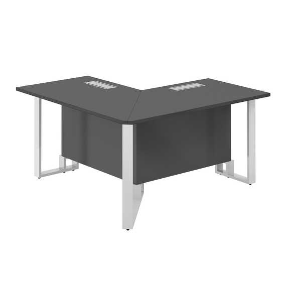 SP.0105.AN.AN.WH / Модуль угловой 1400х1400х750 / столешница:антрацит, подстолье:антрацит, металлокаркас:белый, лючок:серый