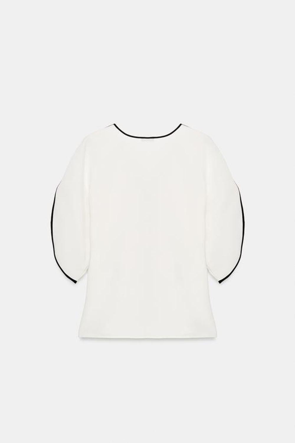 ZARA ТОП С КОНТРАСТНОЙ ОТДЕЛКОЙ, ЭКРЮ