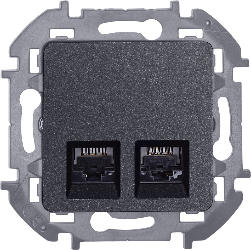 Розетка компьютерная двойная RJ45 категория 6 UTP - Legrand Inspiria - антрацит