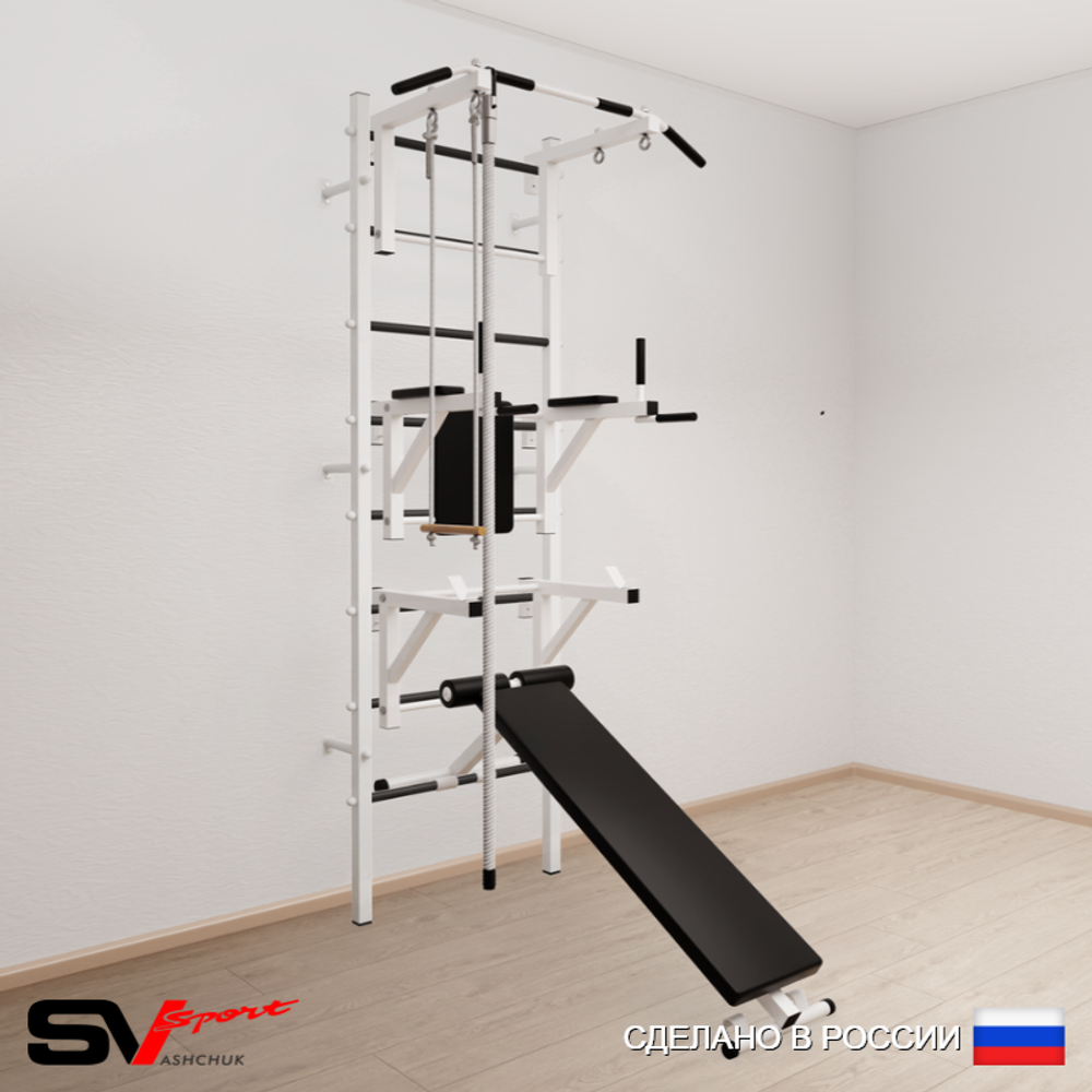 Шведская стенка Sv Sport усиленная 696 (Турник стандарт/Брусья/Стойка/Скамья/Канат/Трапеция)