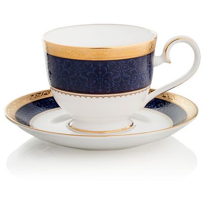 Чашка чайная с блюдцем Noritake Одесса Кобальт золотой кант 230мл
