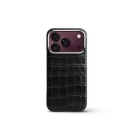 Чехол для iPhone 18 - Натуральная кожа аллигатора - Чёрный