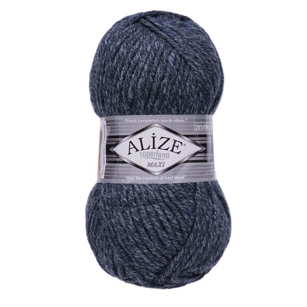 Пряжа Alize (Ализе) Superlana Maxi / уп.5 мот. по 100 г, 100м, 805 темно-синей жаспе A