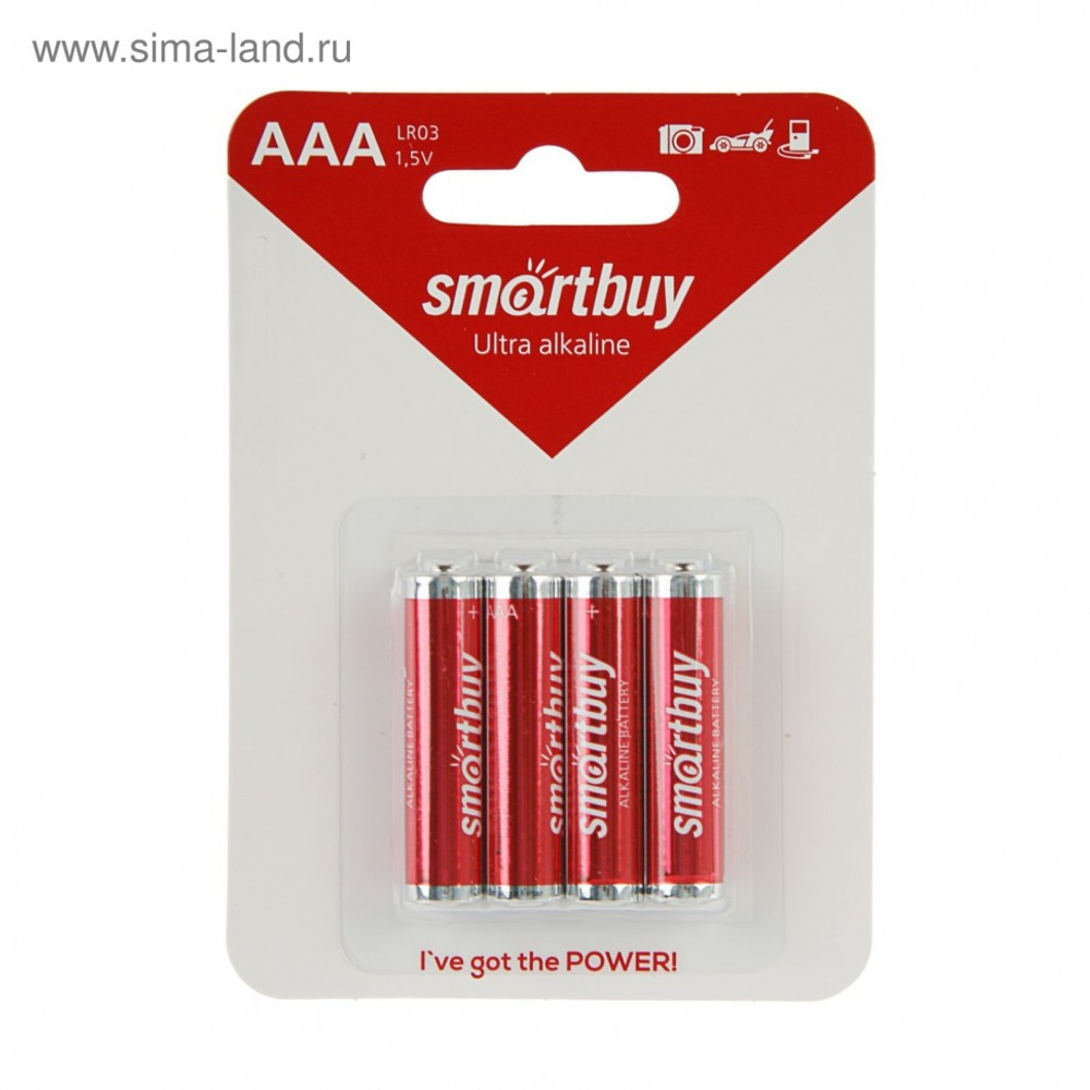 Батарейка алкалиновая Smartbuy LR03/4B (48/480)  SBBA-3A04B