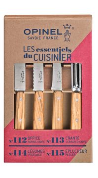 Складной нож Набор ей Set "Les Essentiels" Olive деревянная рукоять, нержавеющая сталь, коробка, 002163 c клинком из стали Sandvik™ 12С27, рукоять дерево (Олива)