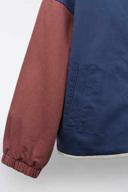 ZARA КУРТКА COLORBLOCK, МОРСКОЙ СИНИЙ