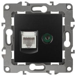 Розетка ЭРА Серия 12 12-3110-05 комбинированная RJ45+TV IP20 антрацит | Эра 12