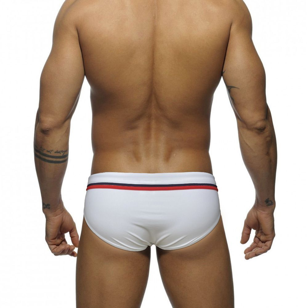 Белые плавки с двумя контрастными полосками (Размер: M) (Цвет: белый)