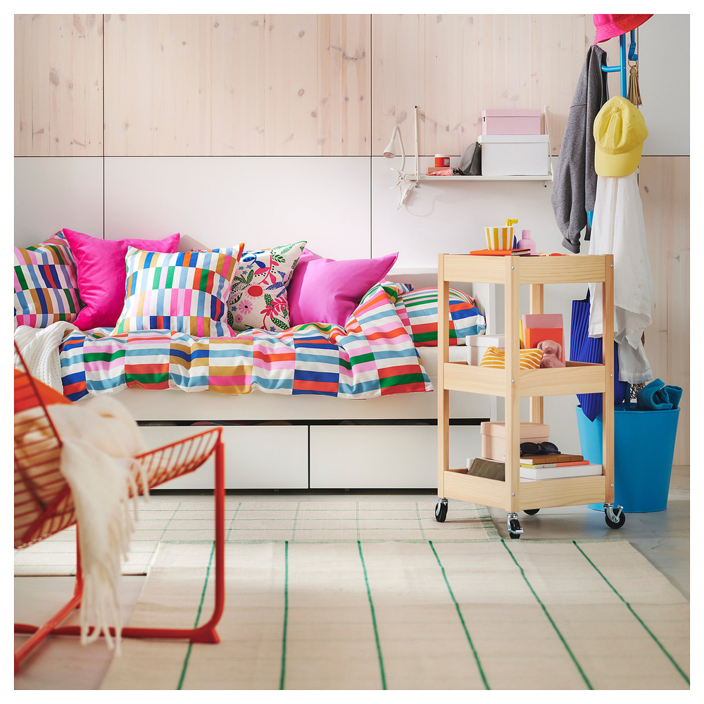 IKEA RIDSTIG  (ИКЕА РИДСТИГ)  -  Ковер безворсовый - кремовый/зеленый 133х195 см