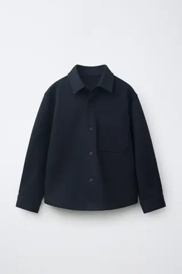 ZARA КУРТКА-РУБАШКА С КАРМАНОМ, МОРСКОЙ СИНИЙ