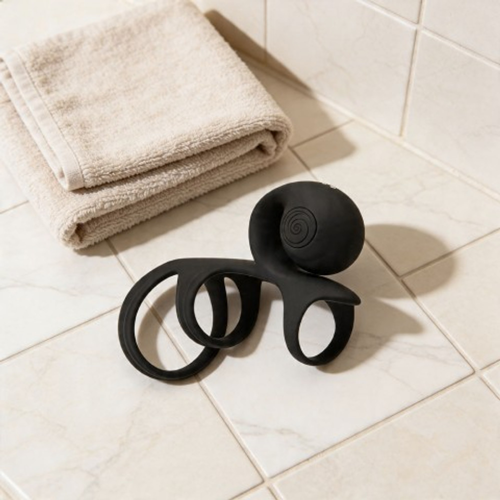 Эрекционное кольцо со стимуляцией для пар SVibe Snail JOVI Arc, черное