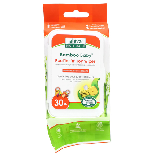 Aleva Naturals, Bamboo Baby, салфетки для соски и игрушек, 30 салфеток