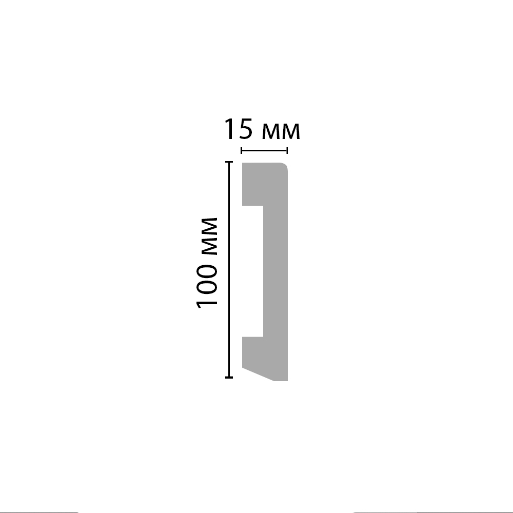 Плинтус напольный дюрополимер под покраску D036 100×16×2000 мм DecoMaster
