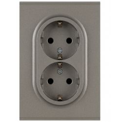 Розетка ЭРА Arktik 16-2105-07 двойная с заземлением 2X2P+E Schuko со шторками 16А-250В титан | Эра Arktik