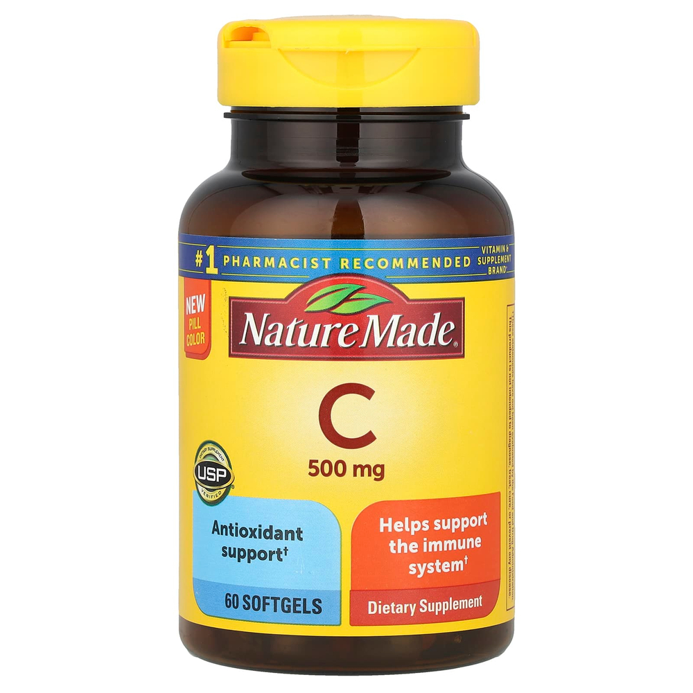 Nature Made, Витамин C, 500 мг, 60 мягких таблеток