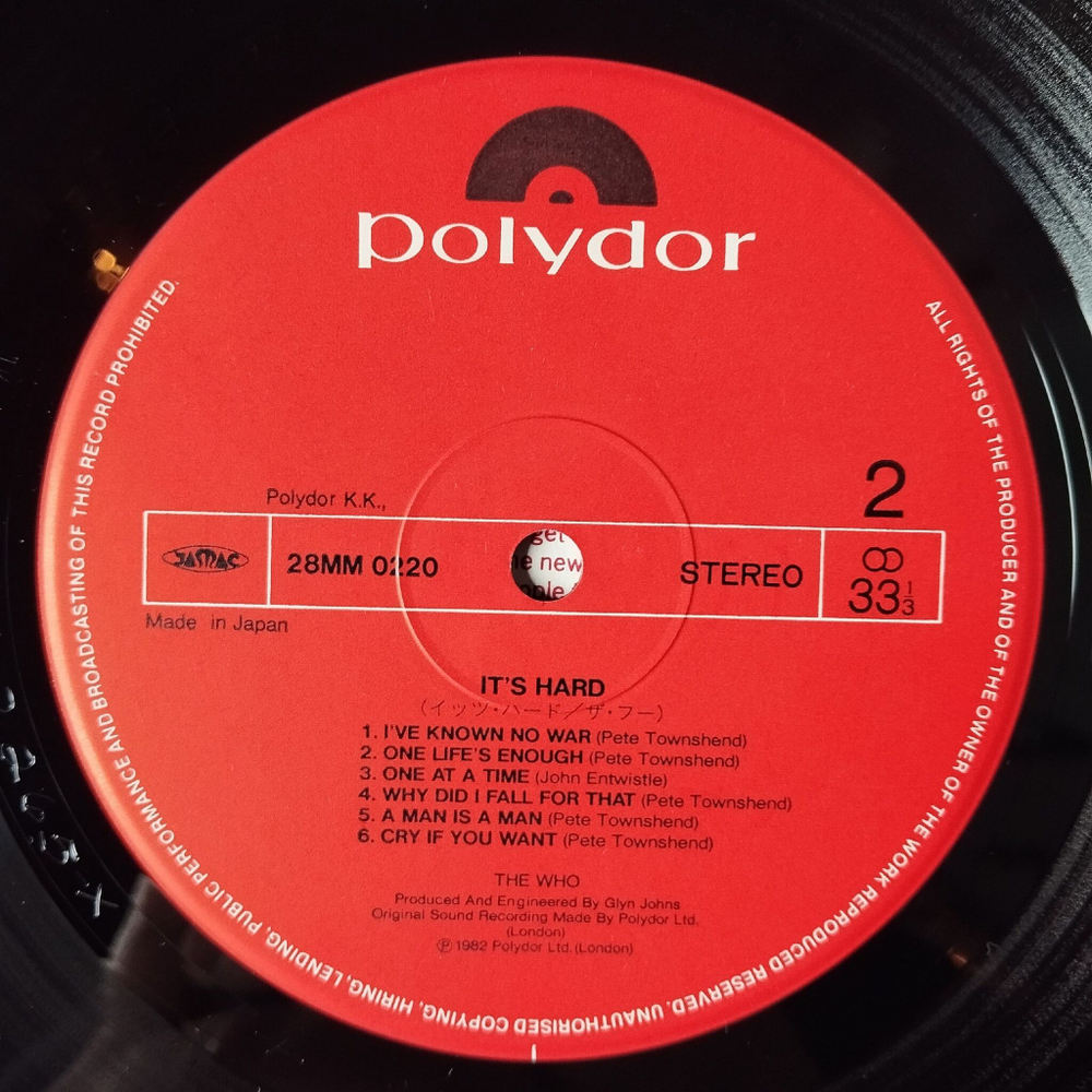Винтажная виниловая пластинка LP The Who It's Hard (Japan 1982) (No Obi)