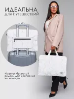 Сумка для ноутбука 13,3" и 14" с ремнем на плечо и 3 отделениями (Белый мрамор)