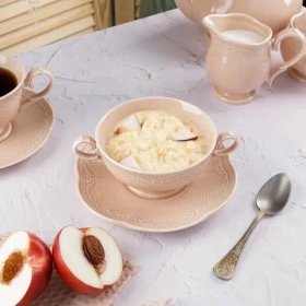 Бульонная пара 280 мл, фарфор,серия "Aristocrat-Peach Tea", Noble