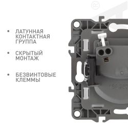 Розетка ЭРА Серия 12 12-2105-05 2P 16A-250В IP20 антрацит | Эра 12