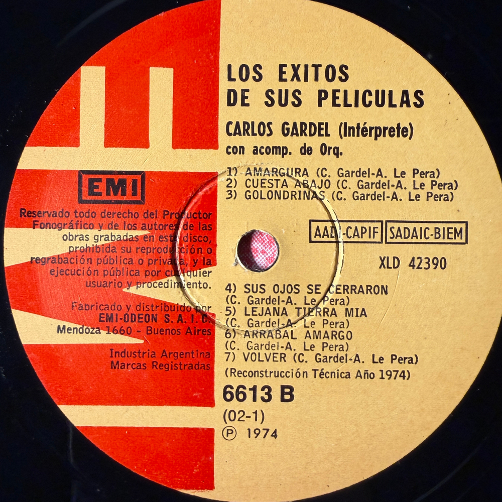 Carlos Gardel ‎– Los Exitos De Sus Peliculas (Аргентина 1974г.)