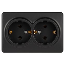 Розетка ЭРА Эксперт 11-2205-05 двойная с заземлением 2х2P+E Schuko IP20 16A-250В ОУ антрацит | Эра Эксперт