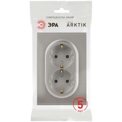 Розетка ЭРА Arktik 16-2105-07 двойная с заземлением 2X2P+E Schuko со шторками 16А-250В титан | Эра Arktik