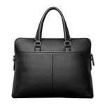 COW Top Grain Cow Leather Laptop Bag Large Men"s Black