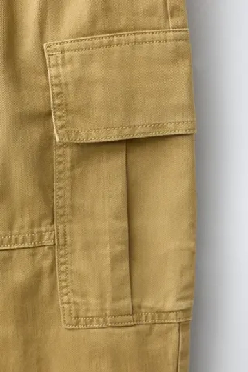 ZARA БРЮКИ КАРГО С КАРМАНАМИ, ГОРЧИЧНЫЙ