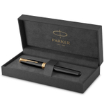 Ручка-роллер Parker Sonnet Black Lacquer GT 1931496, стержень: F, цвет чернил: black, в подарочной упаковке