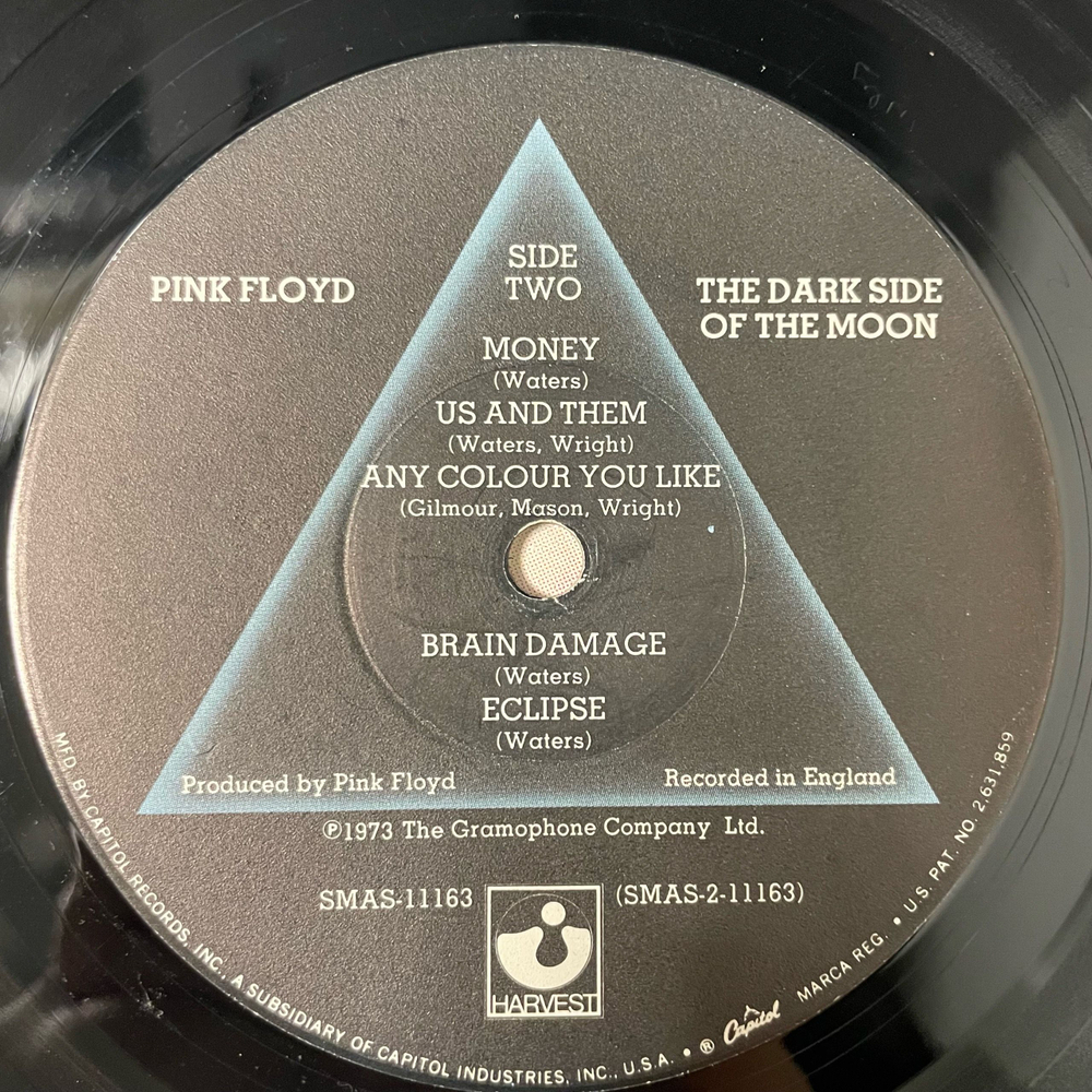 Винтажная виниловая пластинка LP Pink Floyd The Dark Side Of The Moon (США 1973) (Два Постера, Две Открытки) Полный Комплект