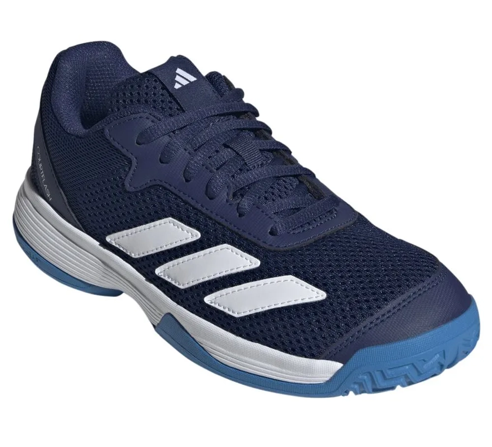 Детские теннисные кроссовки Adidas Courtflash K - dark blue/cloud white/bright blue