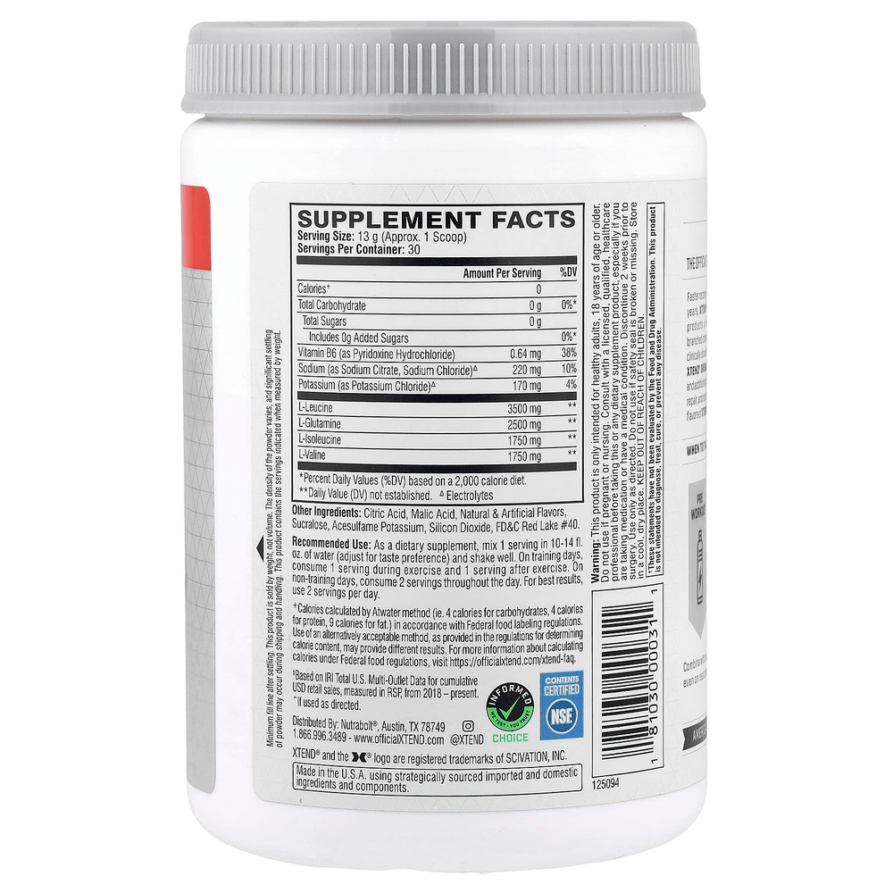 XTEND, 7 г BCAA, со вкусом клубники и киви, 390 г (13,8 унции)