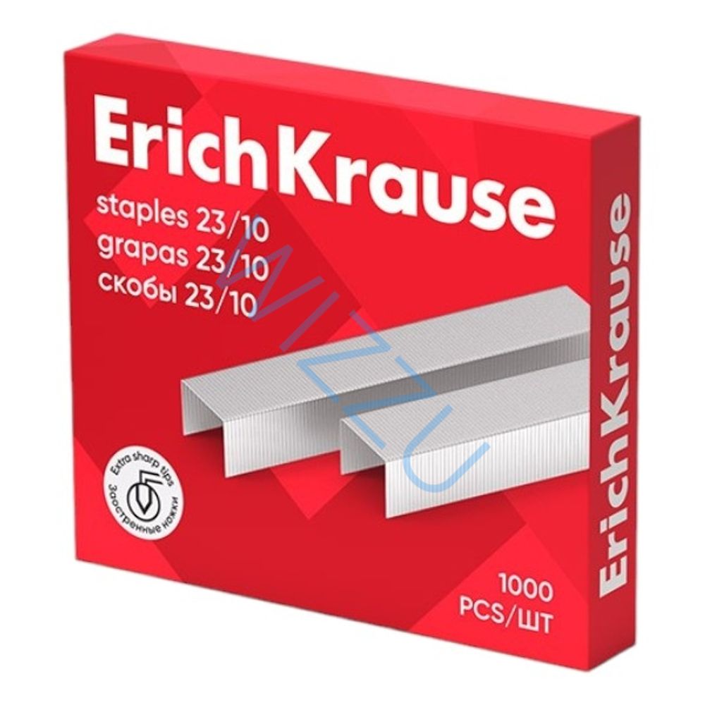 Скобы №23/10 для мощных степлеров ErichKrause (коробка 1000 шт.) Арт-4558