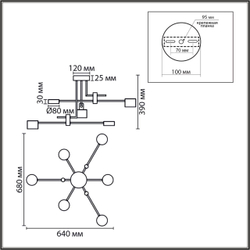 8404/6C COMFI LN 000 черный/золото, металл/пластик Светильник потолочный GX53 LED 6*7W 220V DIZZY