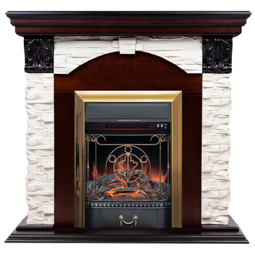 Каминокомплект Real Flame Dublin Lux AO с очагом Majestic Lux Brass